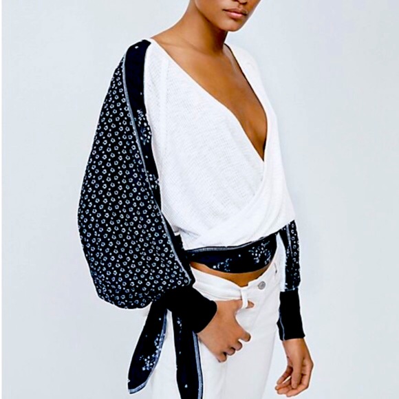 Free People Tops - Free People Auxton Thermal Wrap Top black ivory XS